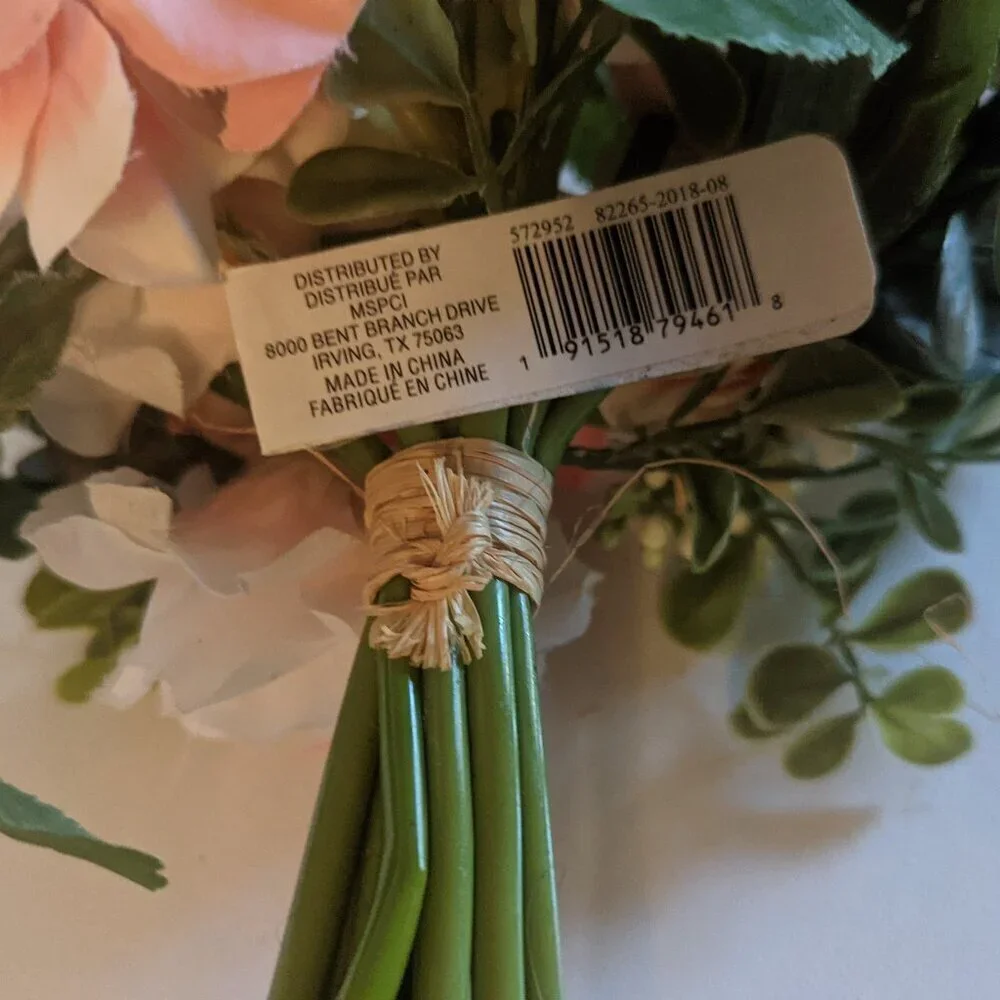 NWT Farmhouse Wedding Sm Pink Faux Floral Succulent Bouquet Gift Summer Decor